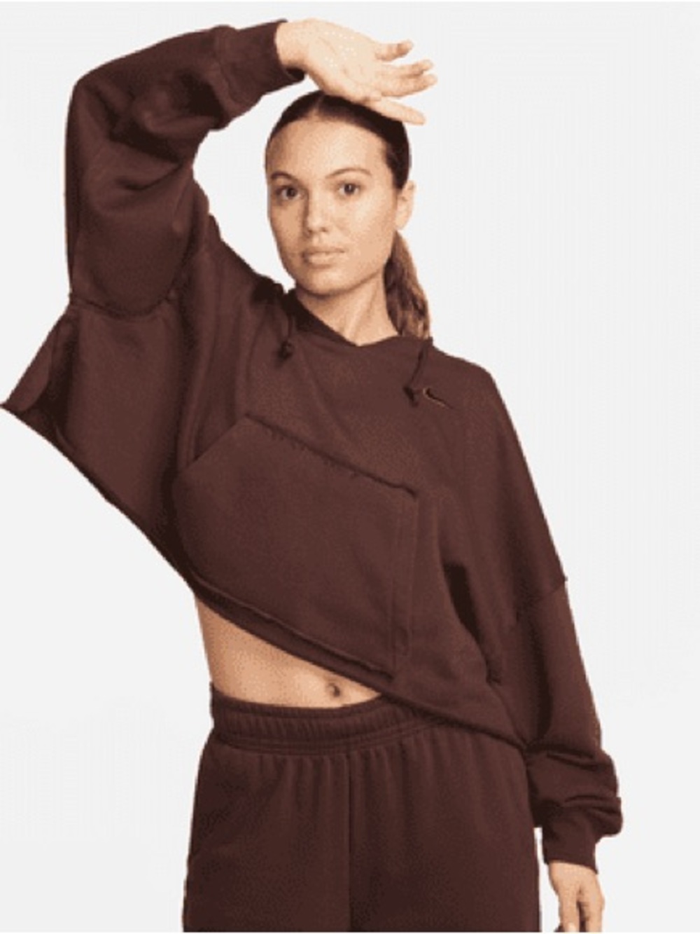 Womens Cropped Hoodie - Brown